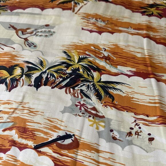 Tommy Bahama Shirt Mens 2XL Multicolor Silk Button Up Hawaiian Surfers Ukuleles - Picture 8 of 11